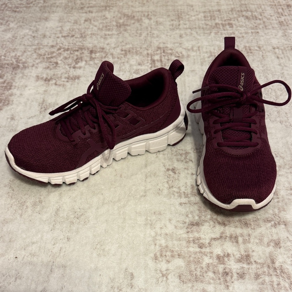ASICS Women's Burgundy Athletic Sneakers with White Sole